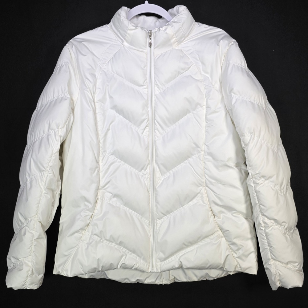 ATHLETIC WORKS Women's Zip Puffer Jacket Arctic White Silky Size L (12-14)